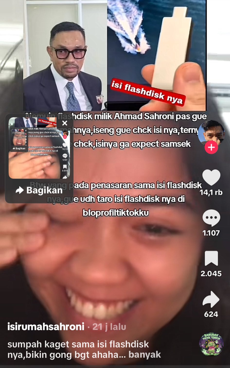 Ahmad Sahroni panik meminta flash disk putih miliknya dikembalikan