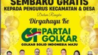 Golkar Morowali Utara Rayakan HUT ke-61 dengan Berbagi Sembako dan Lomba