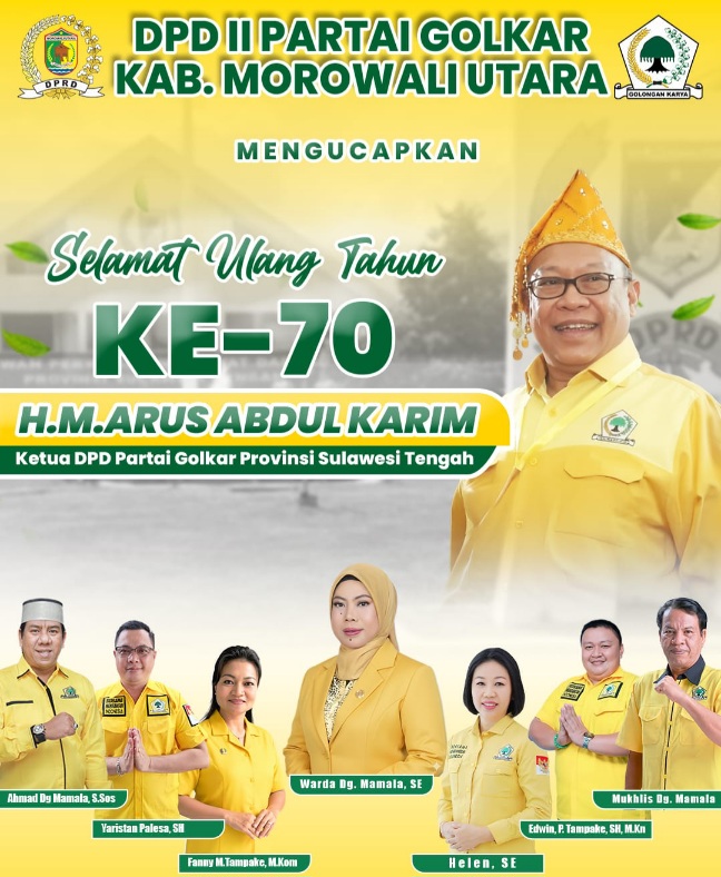 Ulang Tahun ke-70 Ketua DPD I Partai Golkar Sulawesi Tengah, H.M Arus Abdul Karim