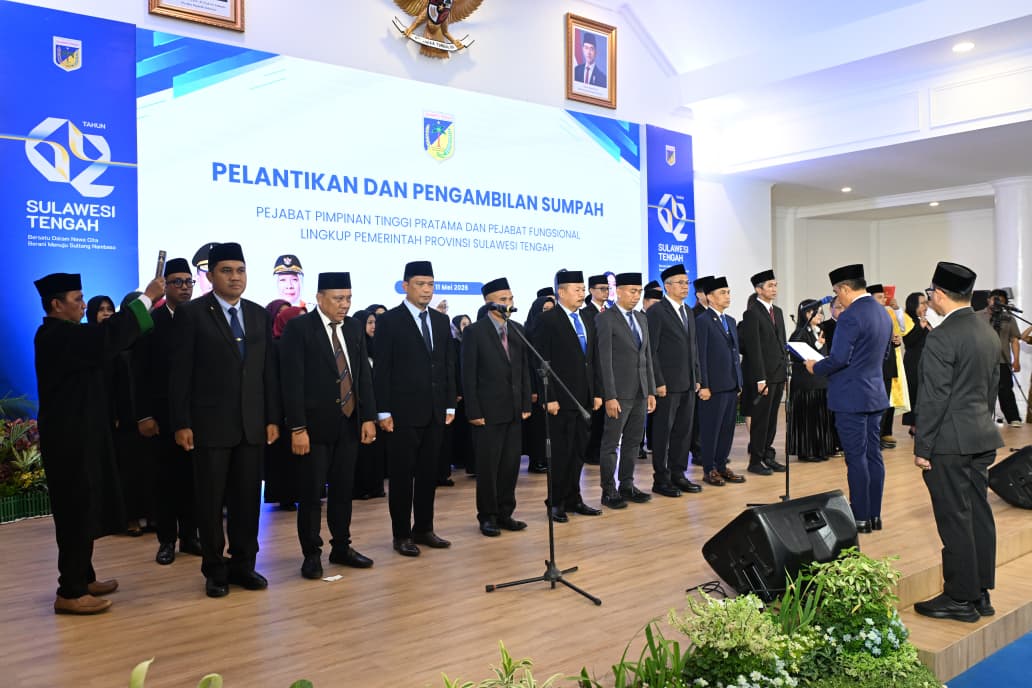 Gubernur Sulteng Anwar Hafid Lantik Puluhan Pejabat Pemprov, 10 Diantaranya Pimpinan Tinggi Pratama