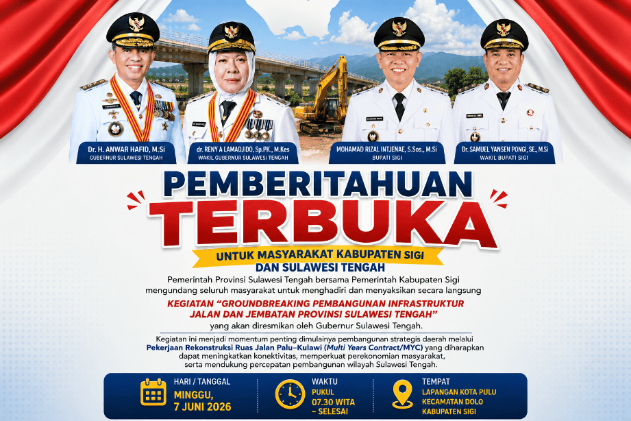 Program BERANI LANCAR Sulteng Nambaso Dimulai, Jalan Palu-Kulawi Direkonstruksi