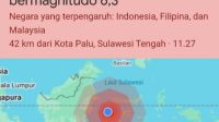 Gempa Gempa Magnitudo 6,7 Guncang Palu, Dirasakan Sampai di Tojo Una-una