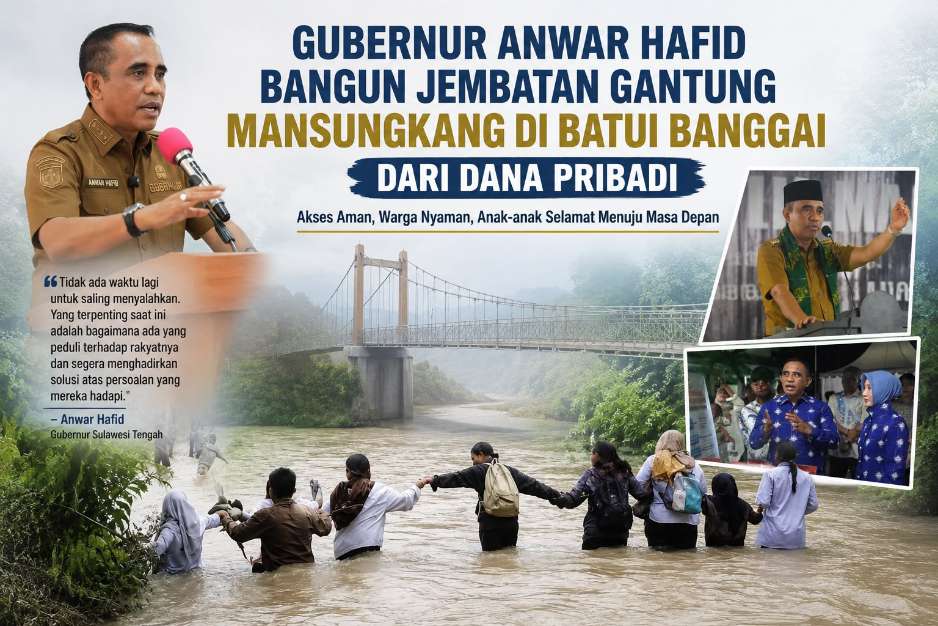 Anwar Hafid Gunakan Dana Pribadi Bangun Jembatan Gantung di Desa Masungkang